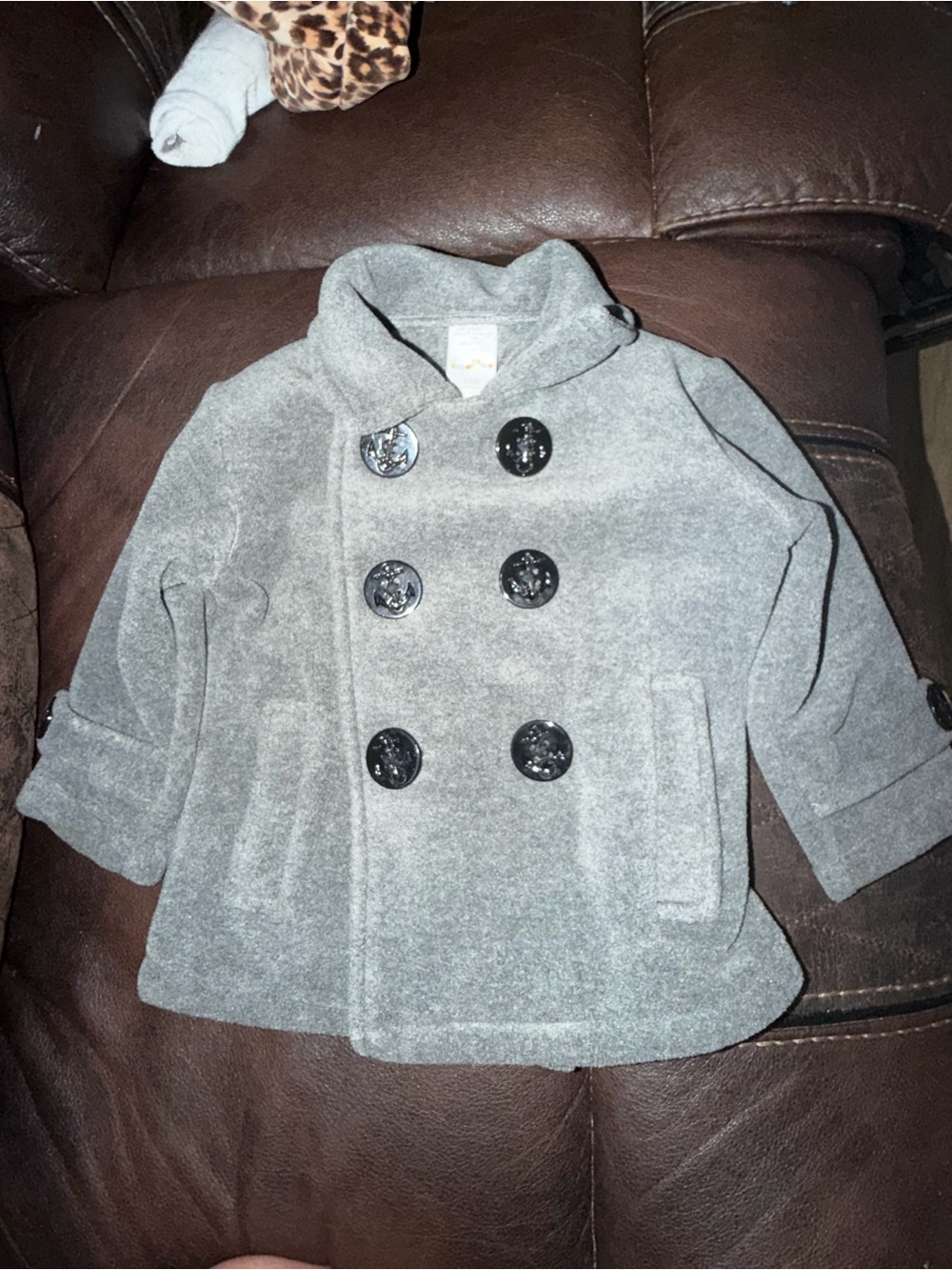 Starting Out Grey Double-Breasted Pea Coat for Kids